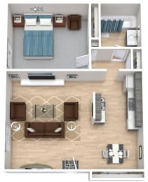 1 bed, 1 bath, 645 sqft, $1,029