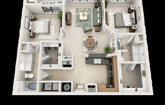 2 beds, 2 baths, 1,159 sqft, $1,499