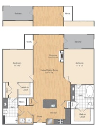 2 beds, 2 baths, 1,177 sqft, $2,600