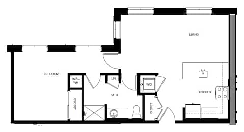 1 bed, 1 bath, 670 sqft, $3,731