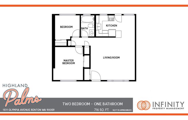 2 beds, 1 bath, 716 sqft, $1,695, Unit 14