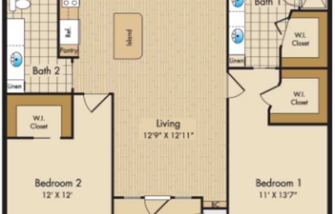 2 beds, 2 baths, 1,168 sqft, $2,095