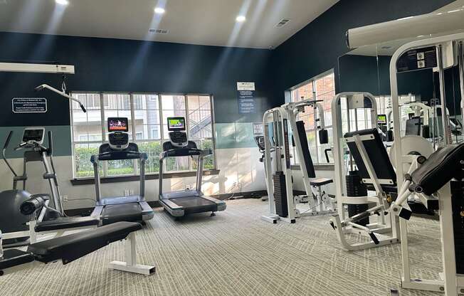 Fully equipped gym at Irving TX apartments that accept cosigners