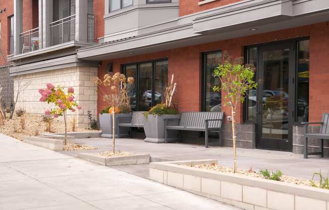 Exterior Benches at The Cambric Senior Apartments, St. Paul Minnesota