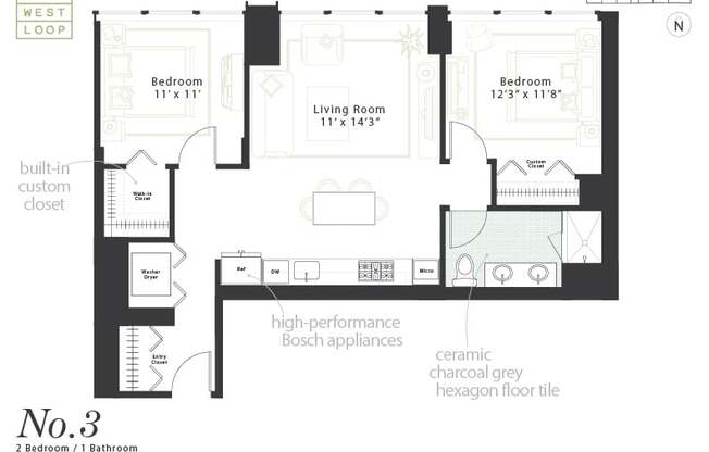2 beds, 1 bath, $3,760