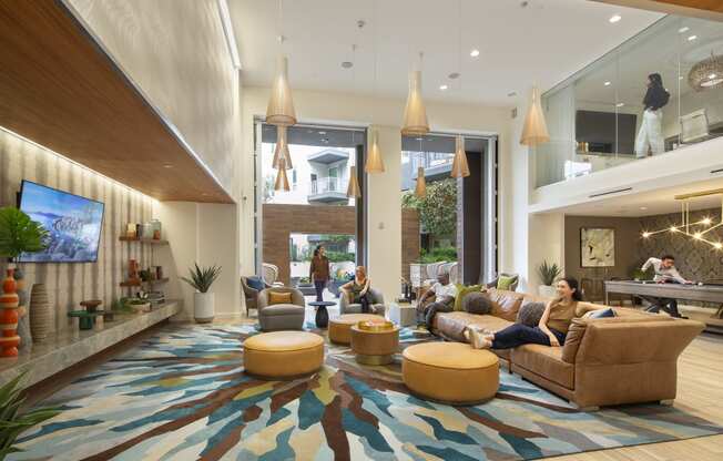 a view of the lobby at the m on hennepin apartments in minneapolis,