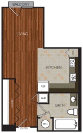 Studio, 1 bath, 583 sqft, $1,304