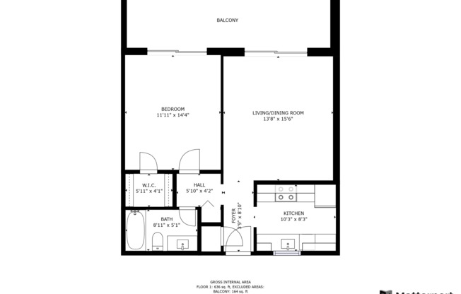 1 bed, 1 bath, 800 sqft, $1,199, Unit 14