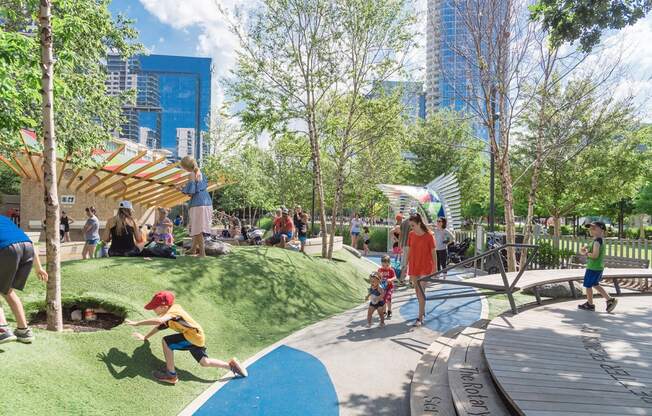 5.2-acre urban green space of Klyde Warren Park at The Monterey by Windsor, Dallas, TX