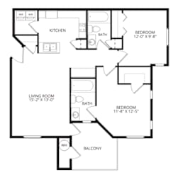 2 beds, 2 baths, 1,043 sqft, $1,480