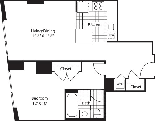 1 bed, 1 bath, 755 sqft, $3,588, Unit 0910