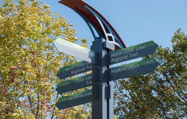 cedar lake trails directional at Urban Park I and II Apartments, St Louis Park, MN, 55426