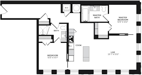 2 beds, 2 baths, 1,020 sqft, $4,549