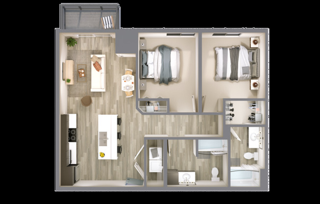 2 beds, 2 baths, 895 sqft, $1,320, Unit 114