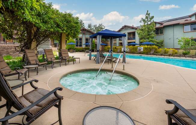 Pool area at 55+ FountainGlen Jacaranda, Fullerton, CA