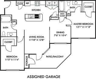 2 beds, 2 baths, 1,156 sqft, $1,604