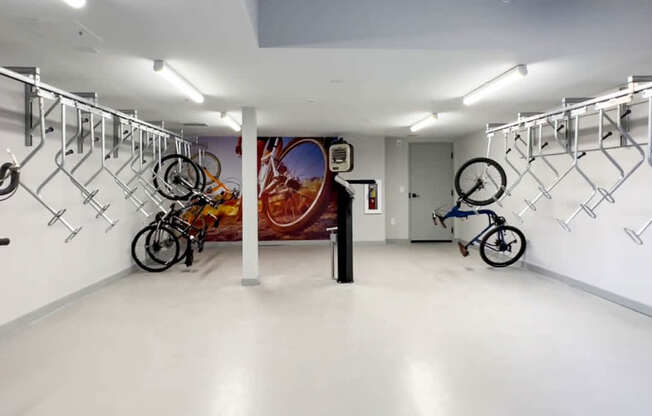 Bike storage with bike repair station