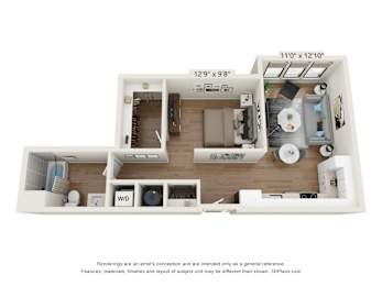 1 bed, 1 bath, 723 sqft, $2,125