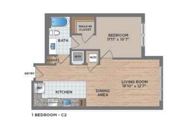 1 bed, 1 bath, 696 sqft, $2,666