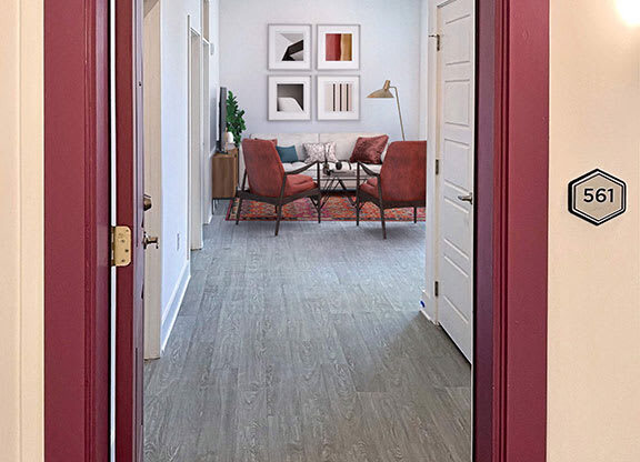 Entry To The Living Room at Link Apartments® Linden, Chapel Hill, NC