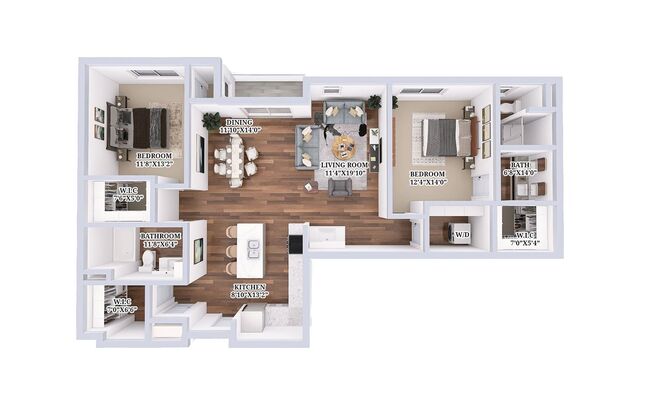 2 beds, 2 baths, 1,129 sqft, $2,295, Unit C-400