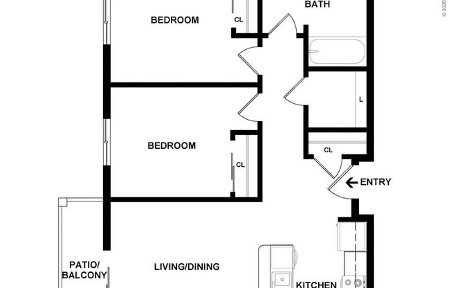 2 beds, 1 bath, 749 sqft, $1,281