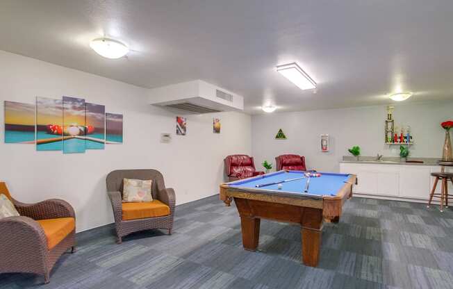 the preserve at ballantyne commons activity room with pool table