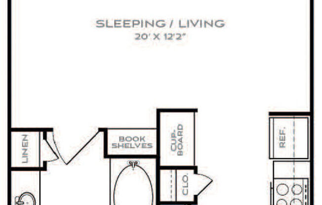 Studio, 1 bath, 570 sqft, $1,135