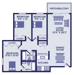 3 beds, 2 baths, 1,128 sqft, $1,870