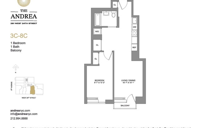 1 bed, 1 bath, $7,240, Unit 8C