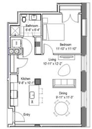 1 bed, 1 bath, 684 sqft, $1,420