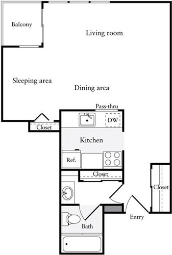 Studio, 1 bath, 533 sqft, $2,719