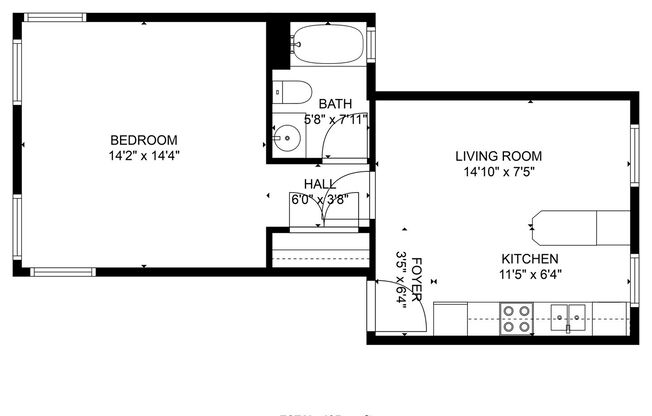 1 bed, 1 bath, 495 sqft, $854, Unit D