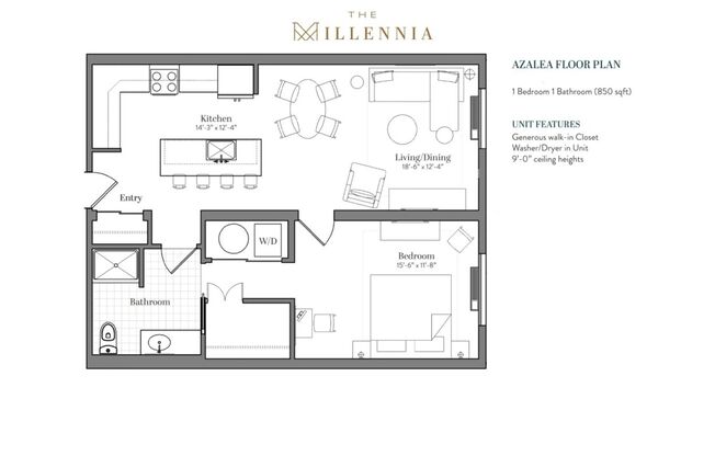 1 bed, 1 bath, 850 sqft, $3,070, Unit MIL-3C