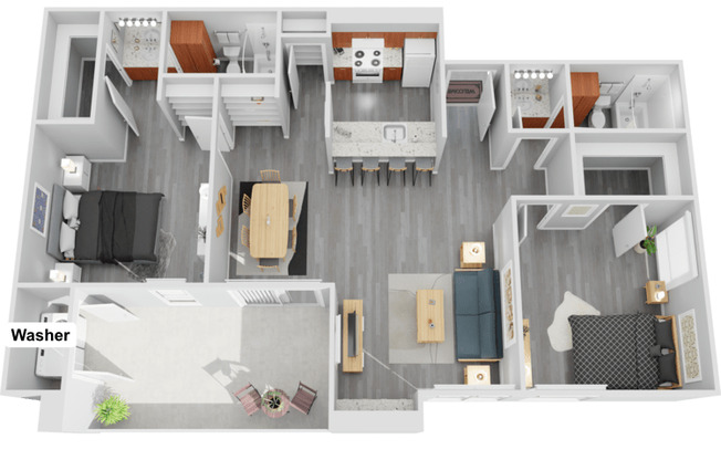 2 beds, 2 baths, 909 sqft, $1,209