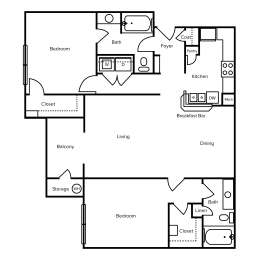 2 beds, 2 baths, 1,195 sqft, $1,710