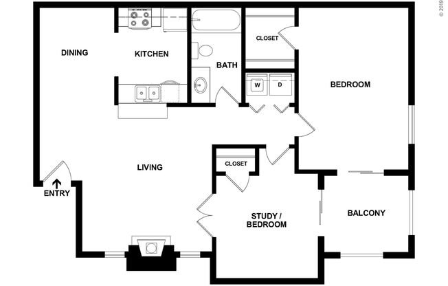 2 beds, 1 bath, 840 sqft, $1,060