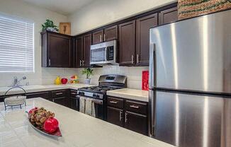 updated kitchen with stainless steel appliances