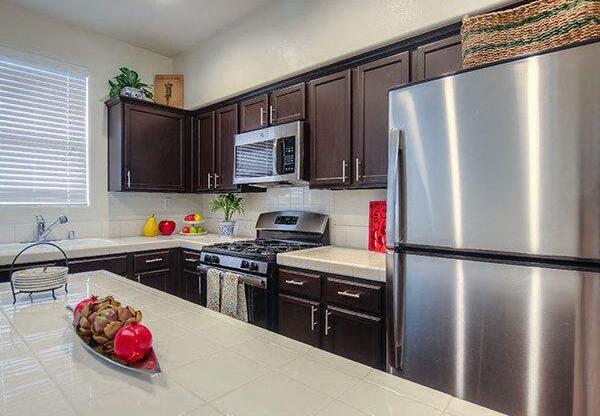 updated kitchen with stainless steel appliances