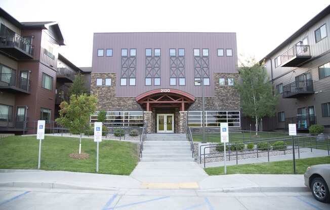 Exterior River Ridge Building Entrance and Handicap Parking