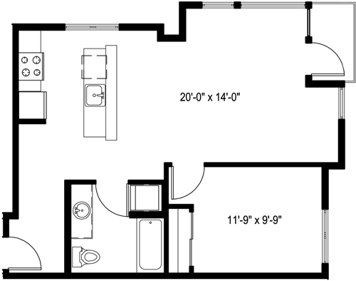 1 bed, 1 bath, 662 sqft, $2,285