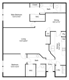 2 beds, 2 baths, 1,393 sqft, $1,734