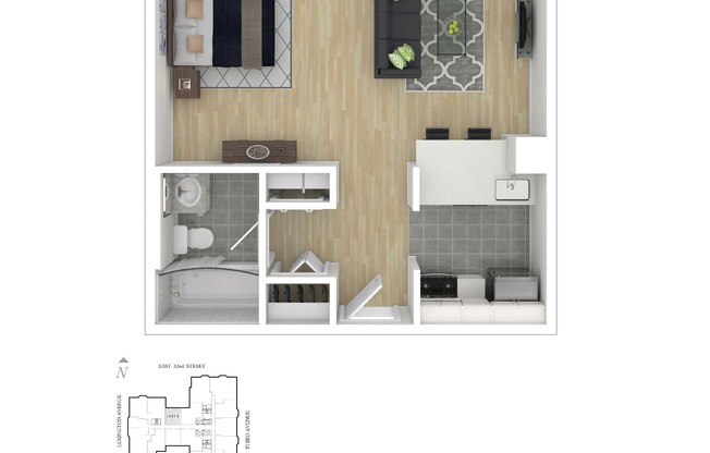 Studio, 1 bath, 437 sqft, $4,171, Unit E8R