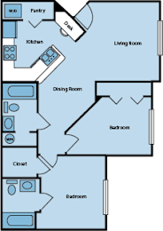 2 beds, 2 baths, 903 sqft, $1,253