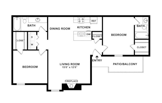 2 beds, 2 baths, 950 sqft, $1,579