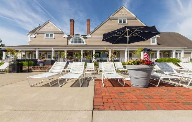 This is a photo of the pool area at Nantucket Apartments in Loveland, Ohio.