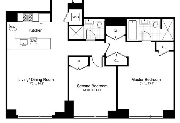 2 beds, 2 baths, 1,150 sqft, $8,075, Unit 14C