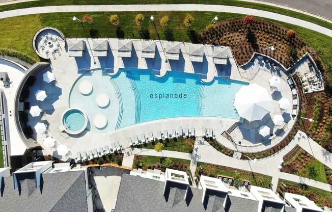 a view of the swimming pool at the resort at Esplanade District Apartments, Little Rock, Arkansas