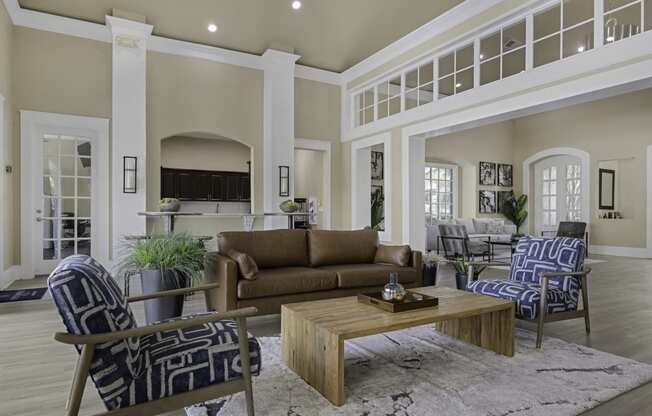 a living room with a couch and a coffee table