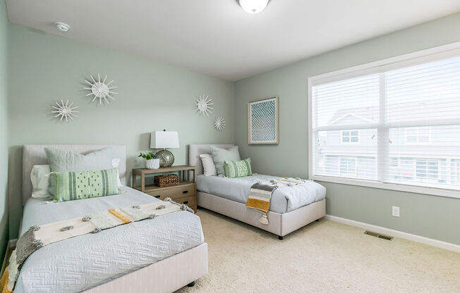 Comfortable Bedroom at Prairie Pines Townhomes, Shawnee, KS